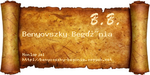Benyovszky Begónia névjegykártya